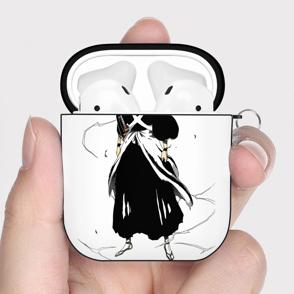 （画像用） ブリーチ 黒崎一護（くろさき いちご）BLEACH Kurosaki Ichigo AirPods 第2世代保護ケース ハードシェル ブラック 耐衝撃・防指紋・カラビナ付き