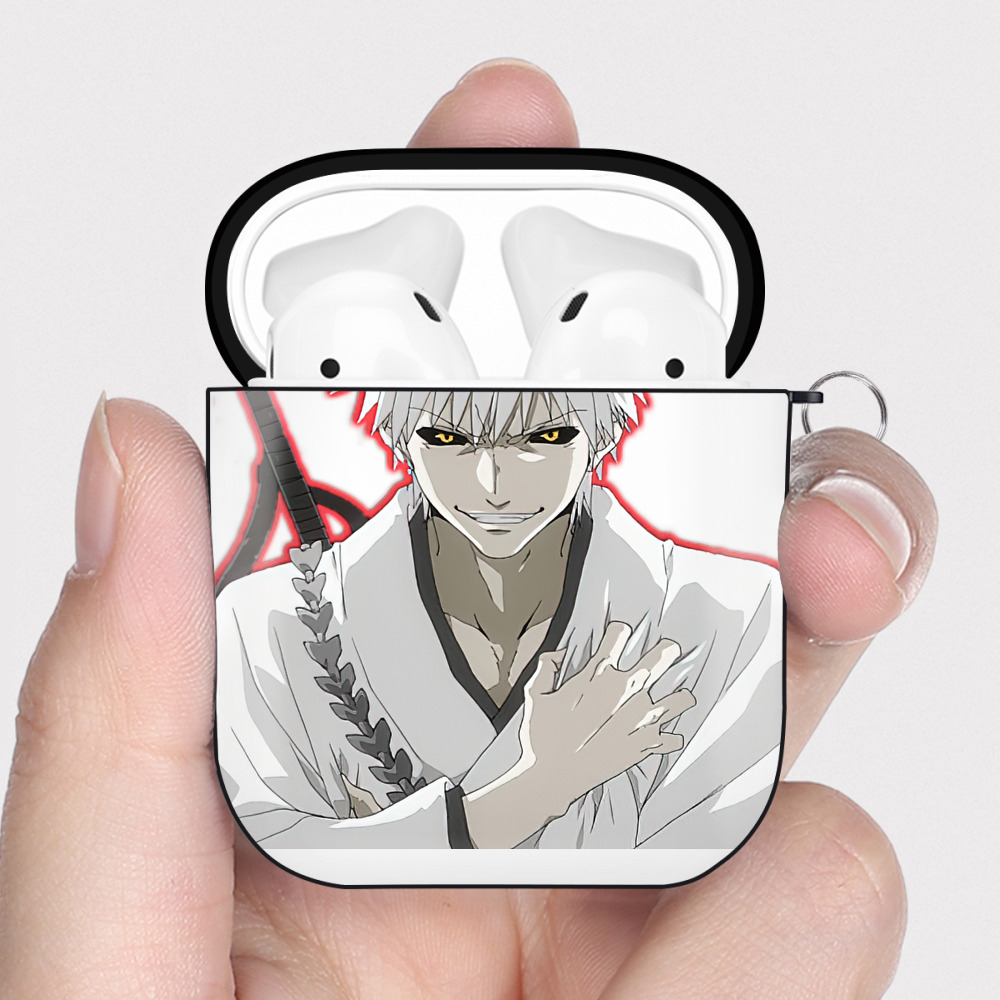 （画像用） ブリーチ 黒崎一護（くろさき いちご）BLEACH Kurosaki Ichigo AirPods 第2世代保護ケース ハードシェル ブラック 耐衝撃・防指紋・カラビナ付き