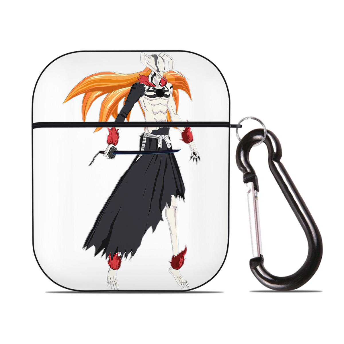 （画像用） ブリーチ 黒崎一護（くろさき いちご）BLEACH Kurosaki Ichigo AirPods 第2世代保護ケース ハードシェル ブラック 耐衝撃・防指紋・カラビナ付き