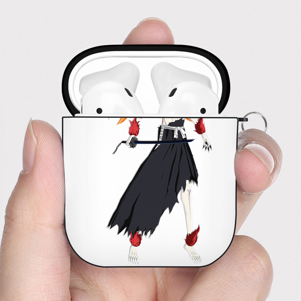 （画像用） ブリーチ 黒崎一護（くろさき いちご）BLEACH Kurosaki Ichigo AirPods 第2世代保護ケース ハードシェル ブラック 耐衝撃・防指紋・カラビナ付き