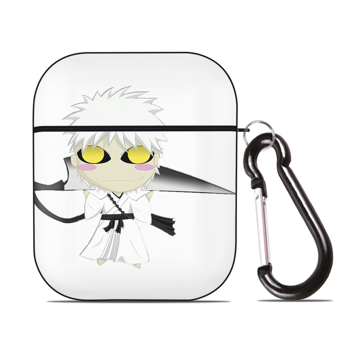 （画像用） ブリーチ 黒崎一護（くろさき いちご）BLEACH Kurosaki Ichigo AirPods 第2世代保護ケース ハードシェル ブラック 耐衝撃・防指紋・カラビナ付き