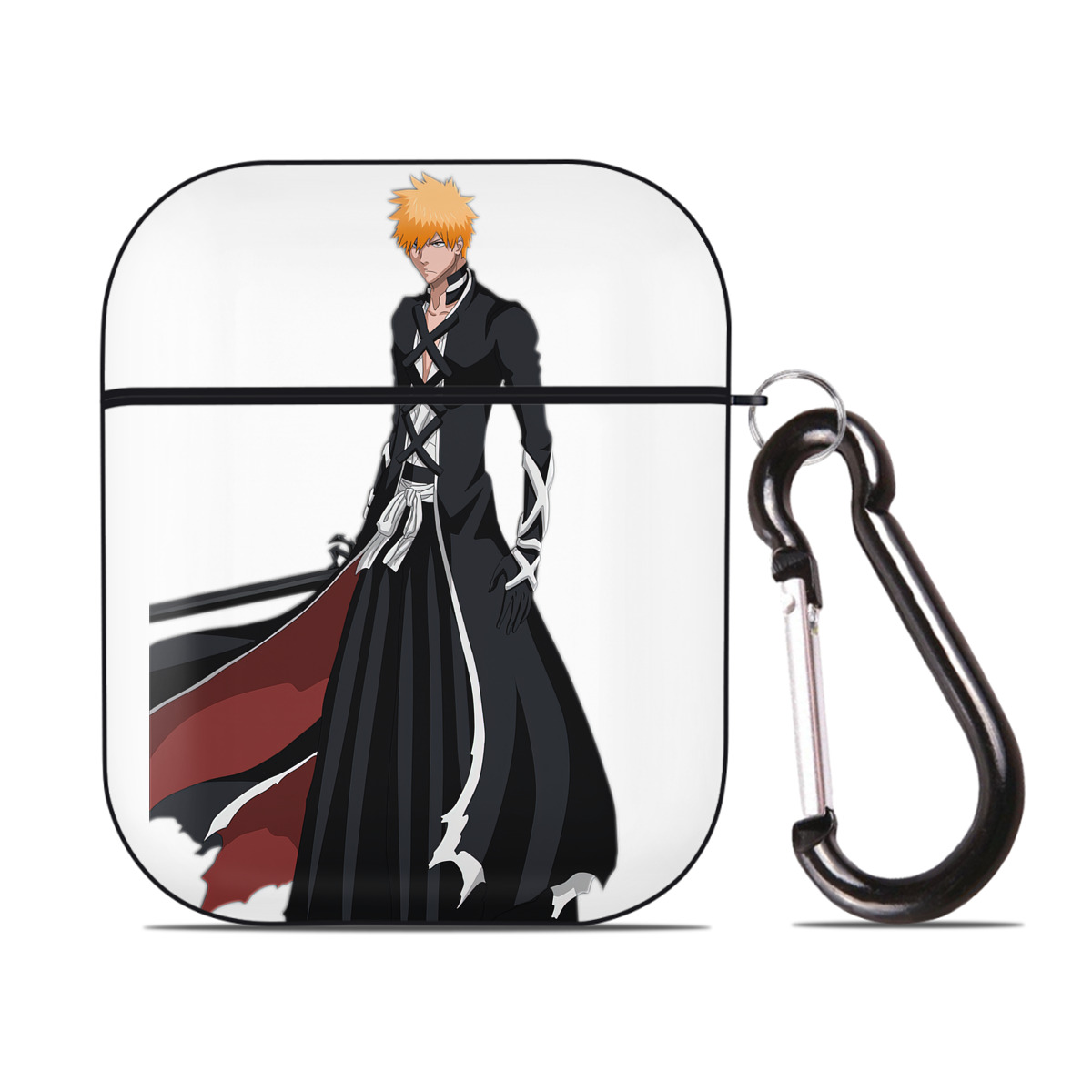 （画像用） ブリーチ 黒崎一護（くろさき いちご）BLEACH Kurosaki Ichigo AirPods 第2世代保護ケース ハードシェル ブラック 耐衝撃・防指紋・カラビナ付き