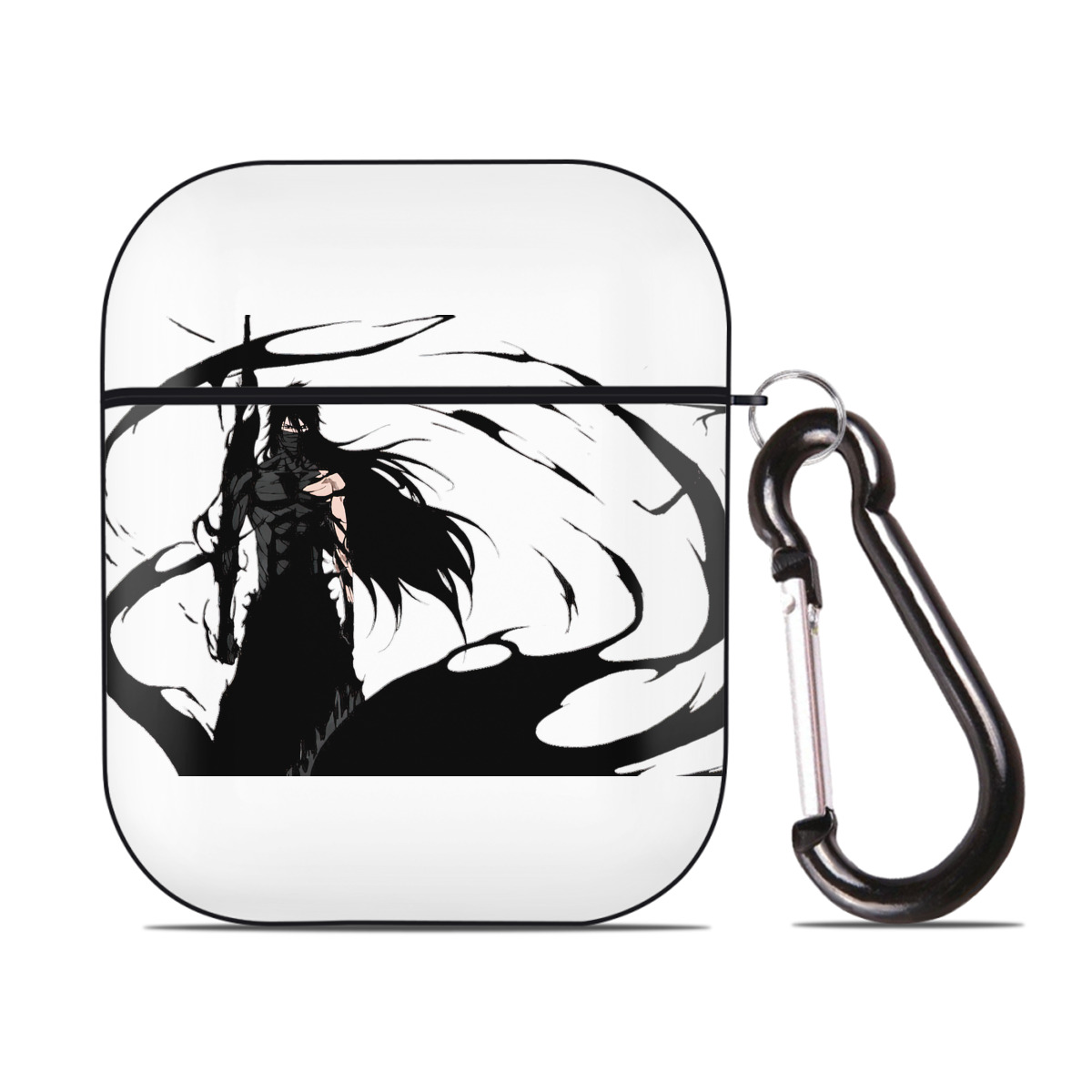 （画像用） ブリーチ 黒崎一護（くろさき いちご）BLEACH Kurosaki Ichigo AirPods 第2世代保護ケース ハードシェル ブラック 耐衝撃・防指紋・カラビナ付き