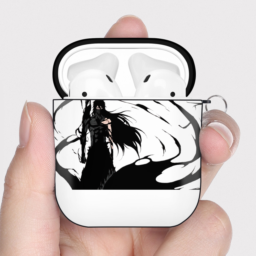 （画像用） ブリーチ 黒崎一護（くろさき いちご）BLEACH Kurosaki Ichigo AirPods 第2世代保護ケース ハードシェル ブラック 耐衝撃・防指紋・カラビナ付き