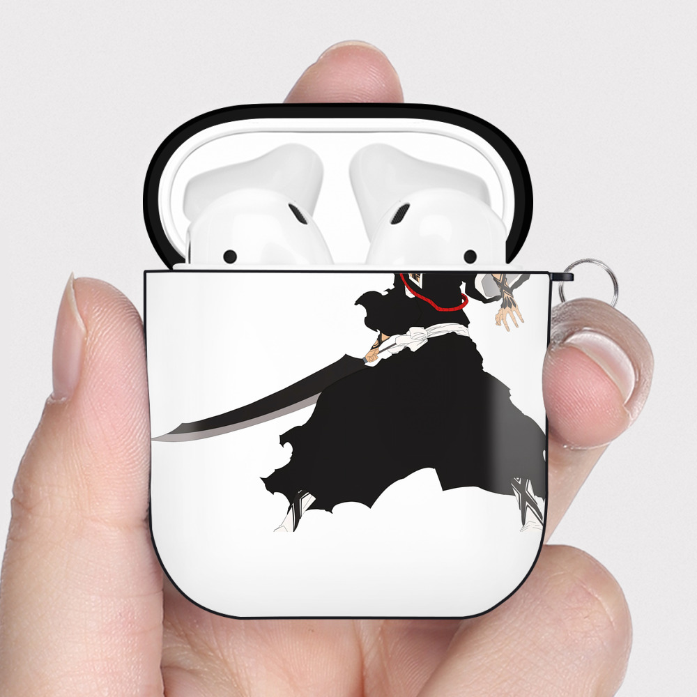 （画像用） ブリーチ 黒崎一護（くろさき いちご）BLEACH Kurosaki Ichigo AirPods 第2世代保護ケース ハードシェル ブラック 耐衝撃・防指紋・カラビナ付き