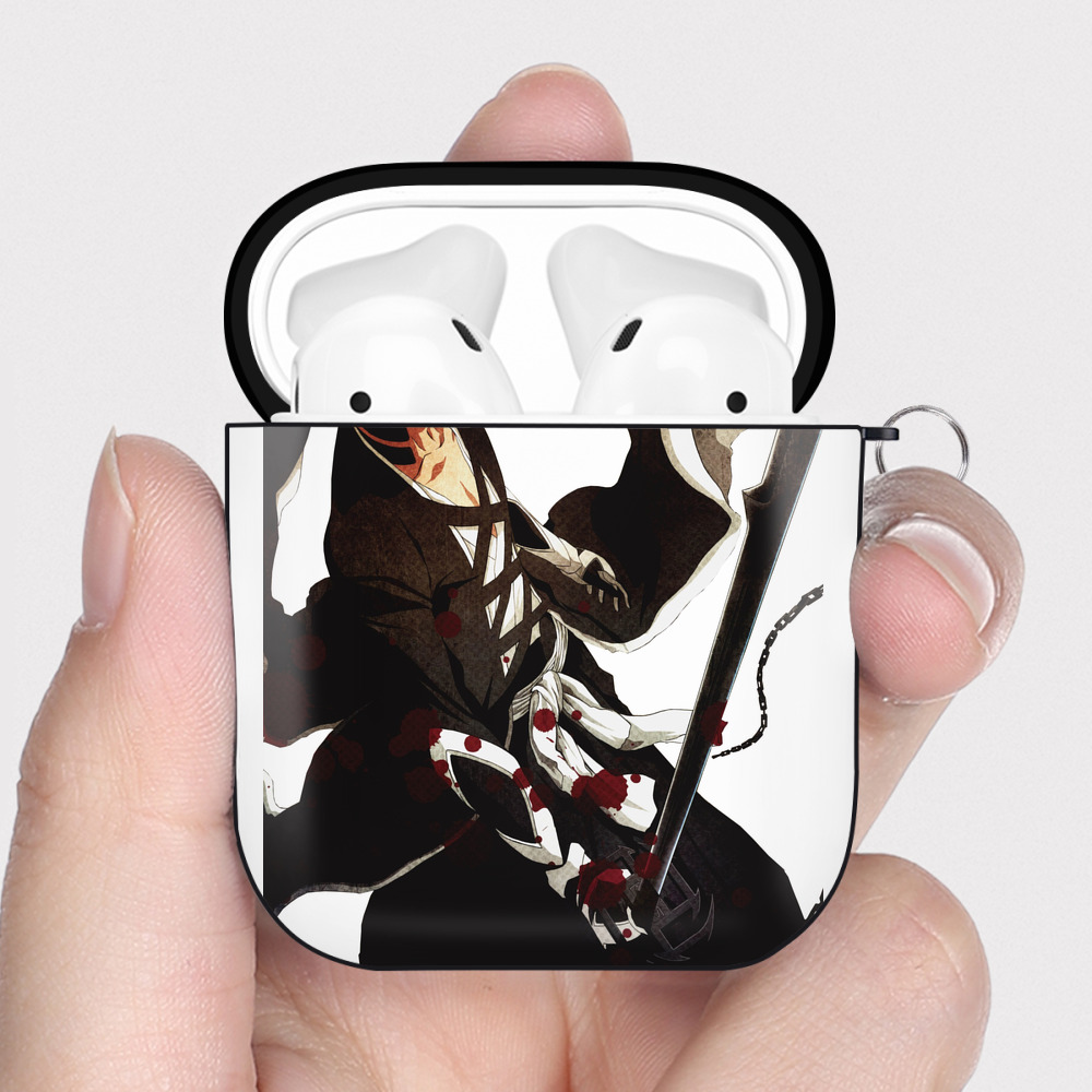 （画像用） ブリーチ 黒崎一護（くろさき いちご）BLEACH Kurosaki Ichigo AirPods 第2世代保護ケース ハードシェル ブラック 耐衝撃・防指紋・カラビナ付き