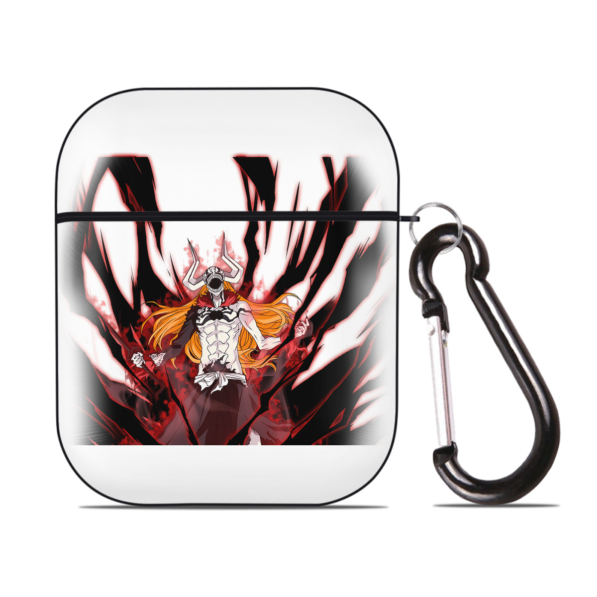 （画像用） ブリーチ 黒崎一護（くろさき いちご）BLEACH Kurosaki Ichigo AirPods 第2世代保護ケース ハードシェル ブラック 耐衝撃・防指紋・カラビナ付き
