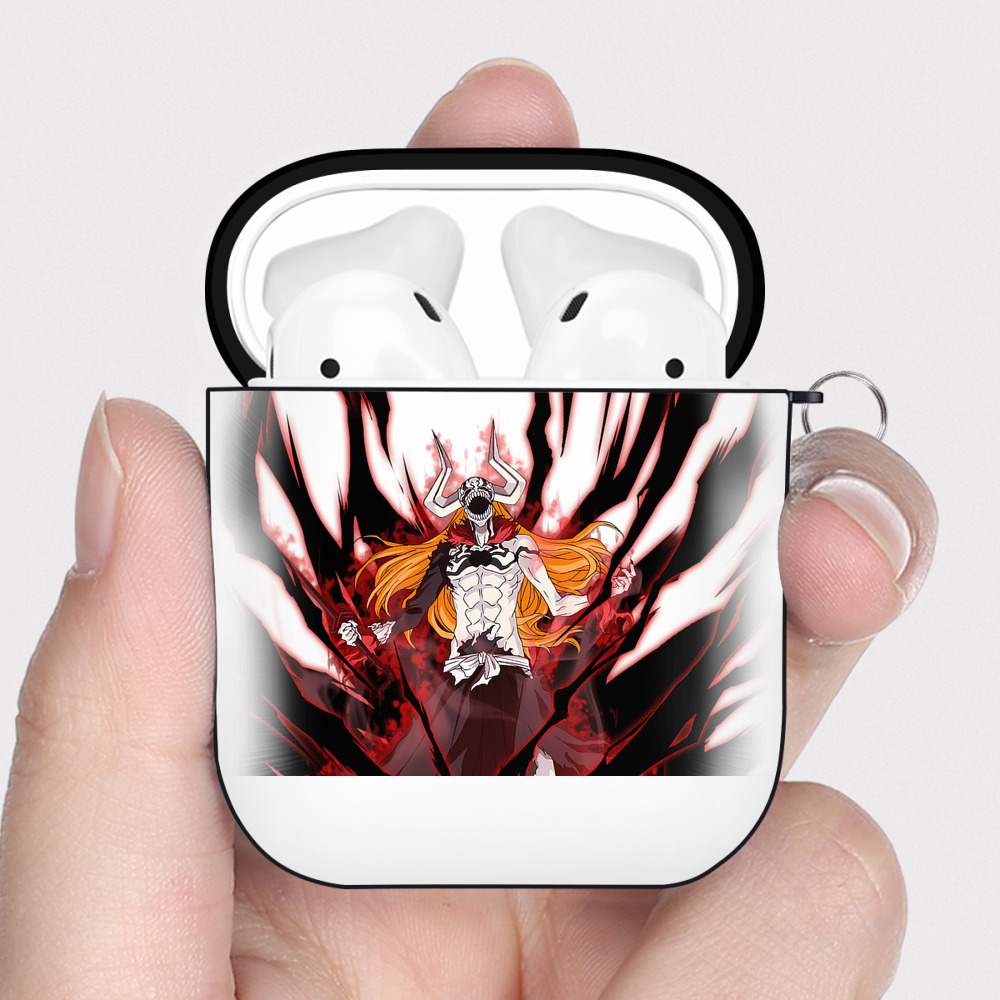 （画像用） ブリーチ 黒崎一護（くろさき いちご）BLEACH Kurosaki Ichigo AirPods 第2世代保護ケース ハードシェル ブラック 耐衝撃・防指紋・カラビナ付き