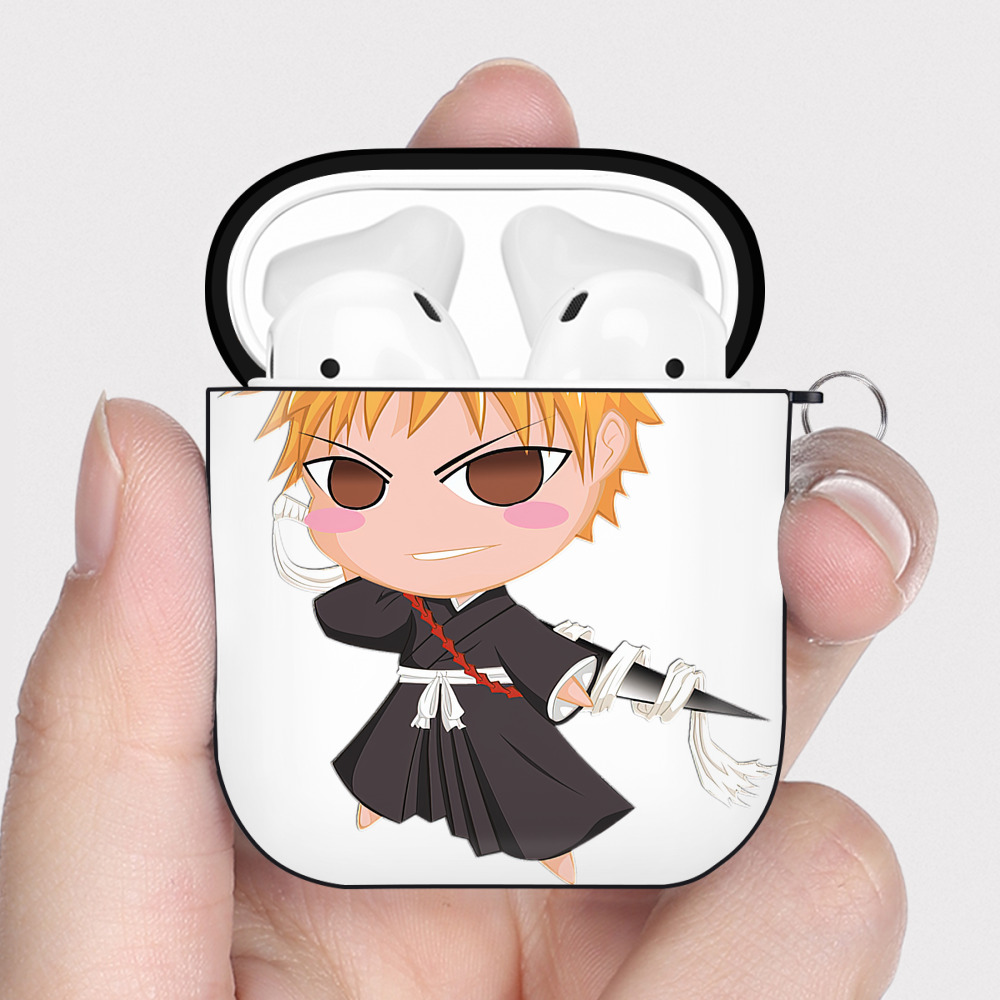 （画像用） ブリーチ 黒崎一護（くろさき いちご）BLEACH Kurosaki Ichigo AirPods 第2世代保護ケース ハードシェル ブラック 耐衝撃・防指紋・カラビナ付き