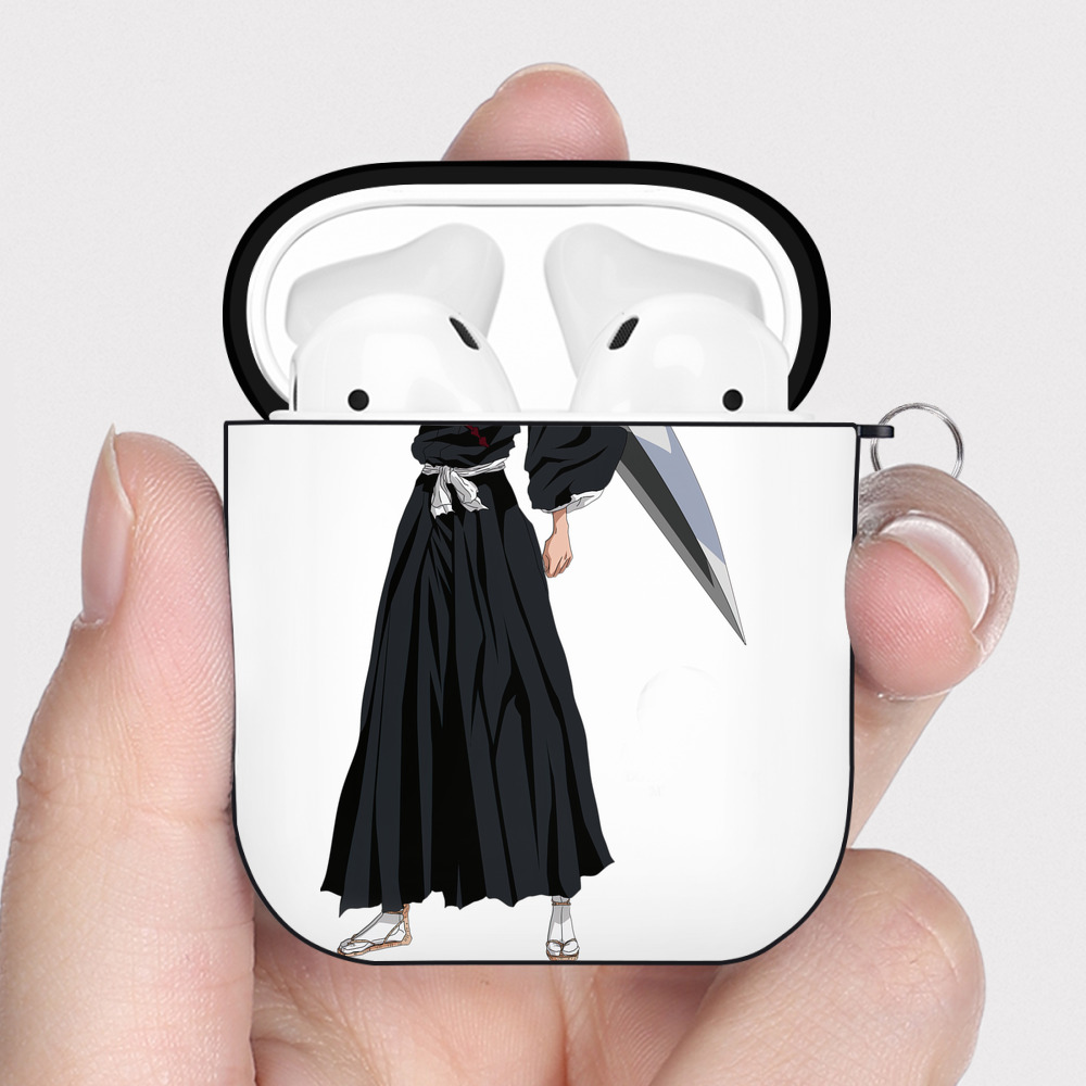 （画像用） ブリーチ 黒崎一護（くろさき いちご）BLEACH Kurosaki Ichigo AirPods 第2世代保護ケース ハードシェル ブラック 耐衝撃・防指紋・カラビナ付き