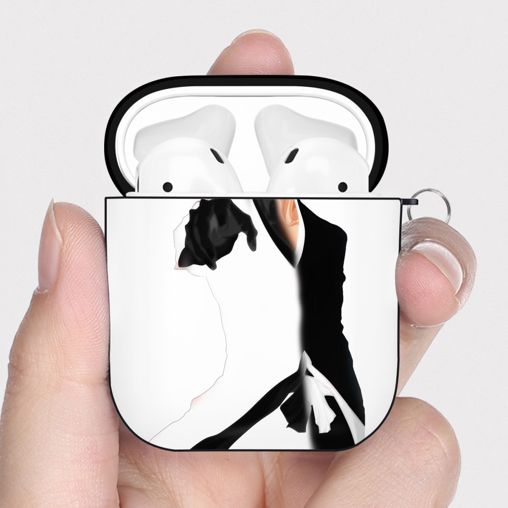 （画像用） ブリーチ 黒崎一護（くろさき いちご）BLEACH Kurosaki Ichigo AirPods 第2世代保護ケース ハードシェル ブラック 耐衝撃・防指紋・カラビナ付き