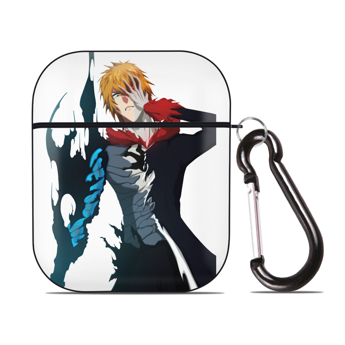 （画像用） ブリーチ 黒崎一護（くろさき いちご）BLEACH Kurosaki Ichigo AirPods 第2世代保護ケース ハードシェル ブラック 耐衝撃・防指紋・カラビナ付き