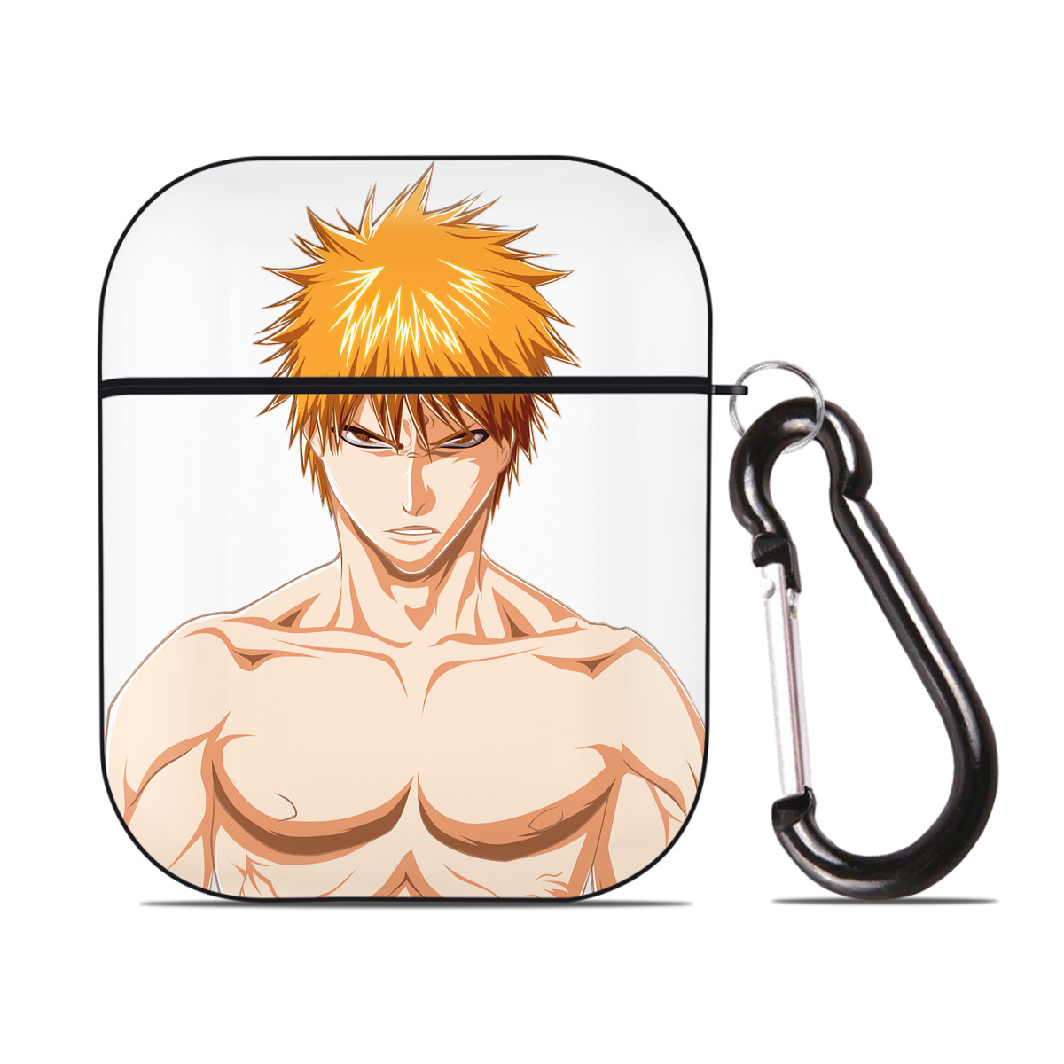 （画像用） ブリーチ 黒崎一護（くろさき いちご）BLEACH Kurosaki Ichigo AirPods 第2世代保護ケース ハードシェル ブラック 耐衝撃・防指紋・カラビナ付き