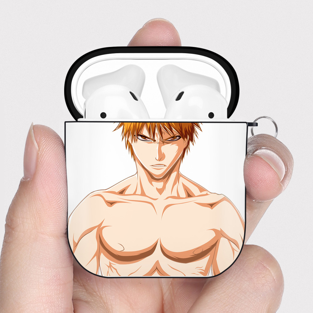 （画像用） ブリーチ 黒崎一護（くろさき いちご）BLEACH Kurosaki Ichigo AirPods 第2世代保護ケース ハードシェル ブラック 耐衝撃・防指紋・カラビナ付き