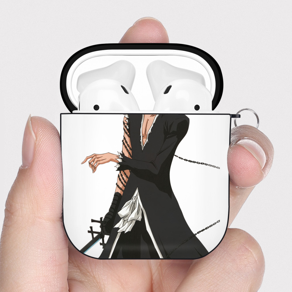 （画像用） ブリーチ 黒崎一護（くろさき いちご）BLEACH Kurosaki Ichigo AirPods 第2世代保護ケース ハードシェル ブラック 耐衝撃・防指紋・カラビナ付き