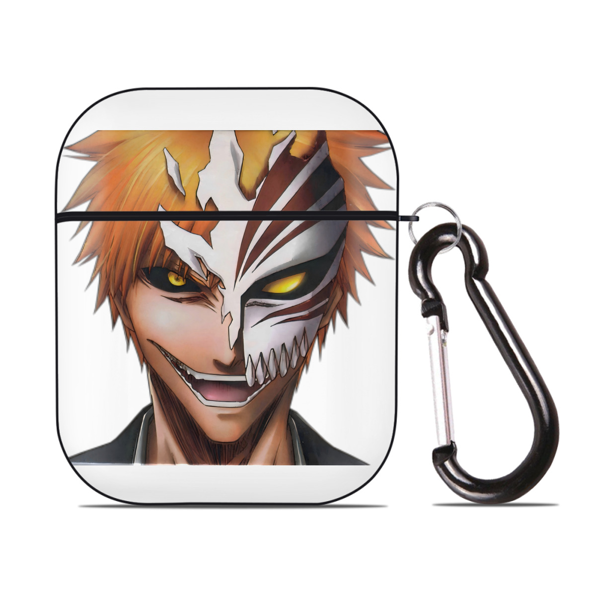 （画像用） ブリーチ 黒崎一護（くろさき いちご）BLEACH Kurosaki Ichigo AirPods 第2世代保護ケース ハードシェル ブラック 耐衝撃・防指紋・カラビナ付き