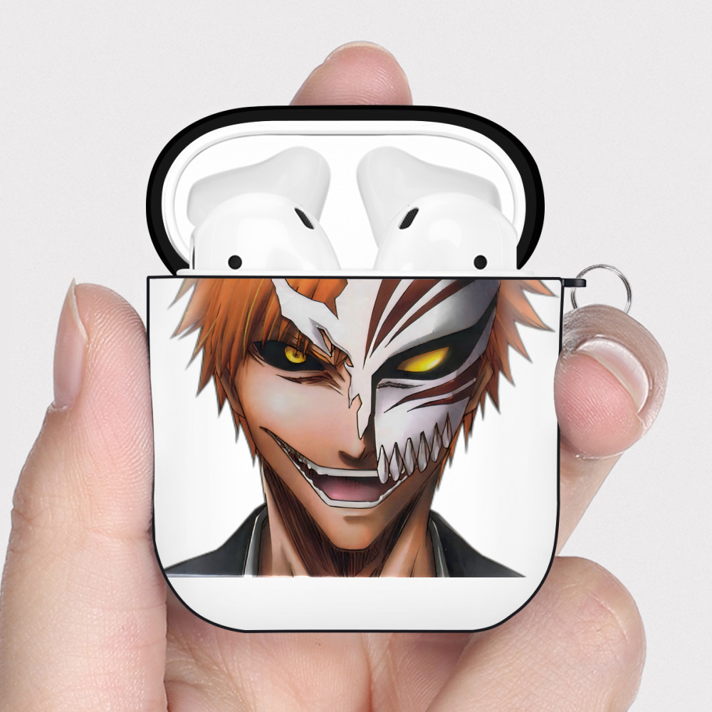 （画像用） ブリーチ 黒崎一護（くろさき いちご）BLEACH Kurosaki Ichigo AirPods 第2世代保護ケース ハードシェル ブラック 耐衝撃・防指紋・カラビナ付き