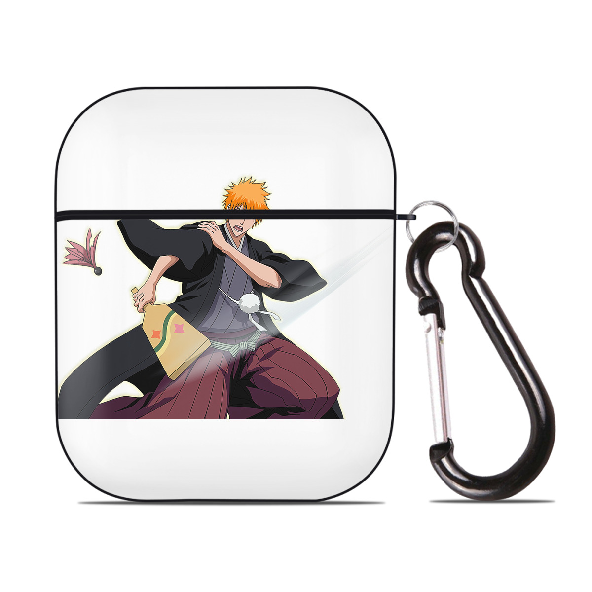 （画像用） ブリーチ 黒崎一護（くろさき いちご）BLEACH Kurosaki Ichigo AirPods 第2世代保護ケース ハードシェル ブラック 耐衝撃・防指紋・カラビナ付き