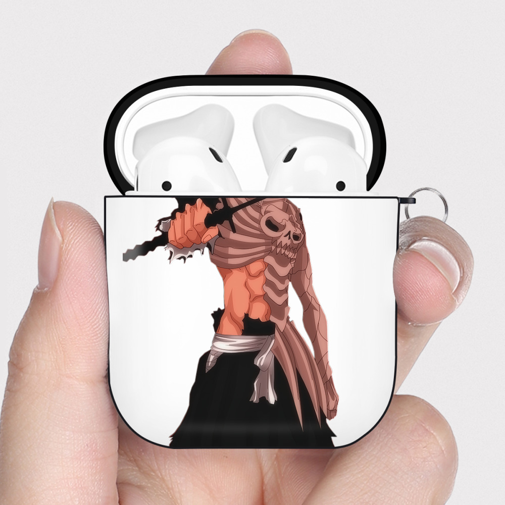 （画像用） ブリーチ 黒崎一護（くろさき いちご）BLEACH Kurosaki Ichigo AirPods 第2世代保護ケース ハードシェル ブラック 耐衝撃・防指紋・カラビナ付き