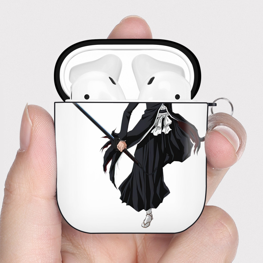 （画像用） ブリーチ 黒崎一護（くろさき いちご）BLEACH Kurosaki Ichigo AirPods 第2世代保護ケース ハードシェル ブラック 耐衝撃・防指紋・カラビナ付き