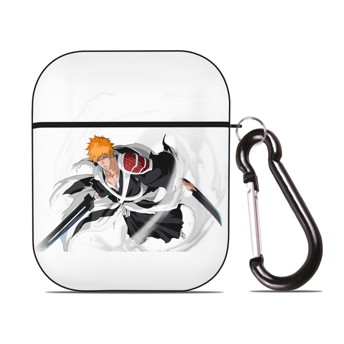 （画像用） ブリーチ 黒崎一護（くろさき いちご）BLEACH Kurosaki Ichigo AirPods 第2世代保護ケース ハードシェル ブラック 耐衝撃・防指紋・カラビナ付き