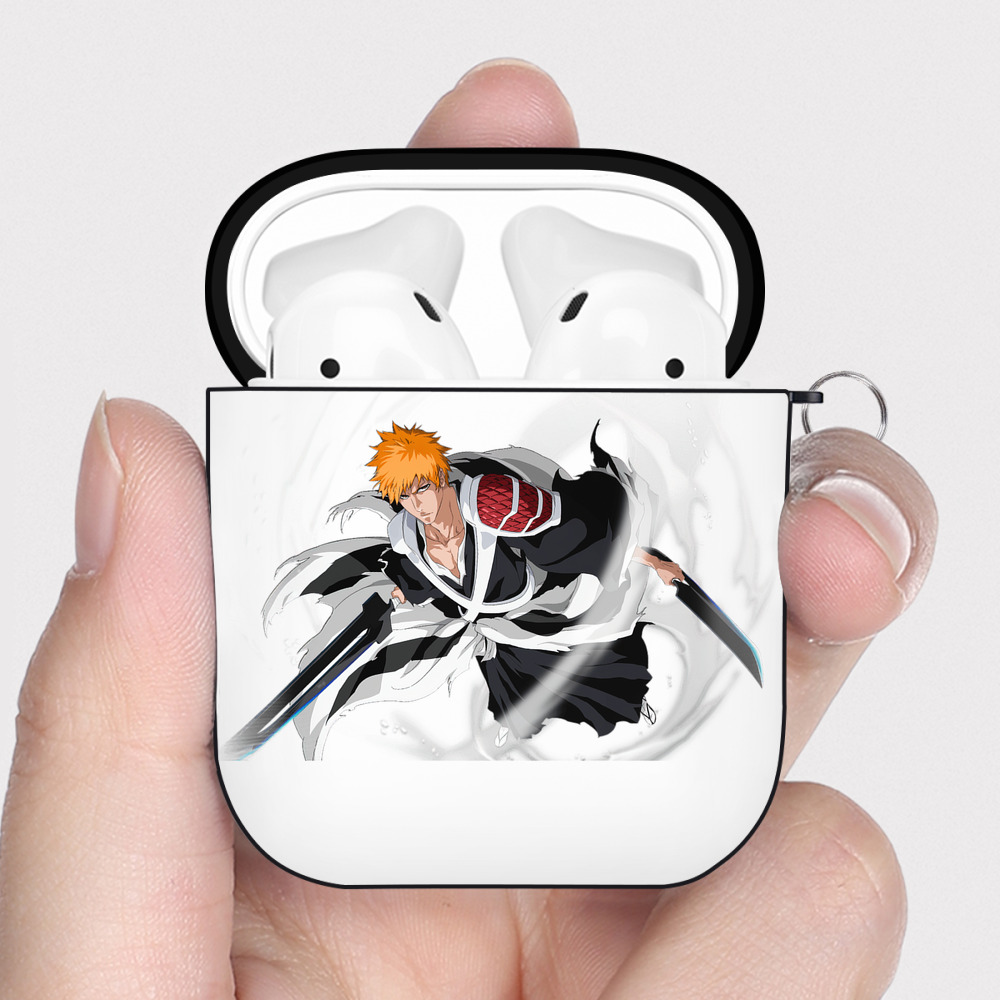 （画像用） ブリーチ 黒崎一護（くろさき いちご）BLEACH Kurosaki Ichigo AirPods 第2世代保護ケース ハードシェル ブラック 耐衝撃・防指紋・カラビナ付き