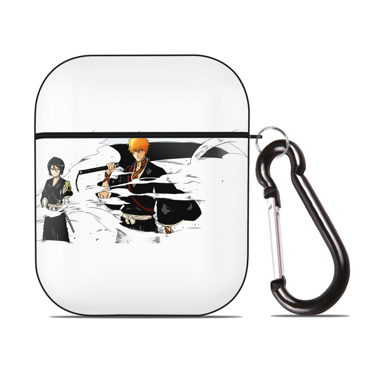 （画像用） ブリーチ 黒崎一護（くろさき いちご）BLEACH Kurosaki Ichigo AirPods 第2世代保護ケース ハードシェル ブラック 耐衝撃・防指紋・カラビナ付き