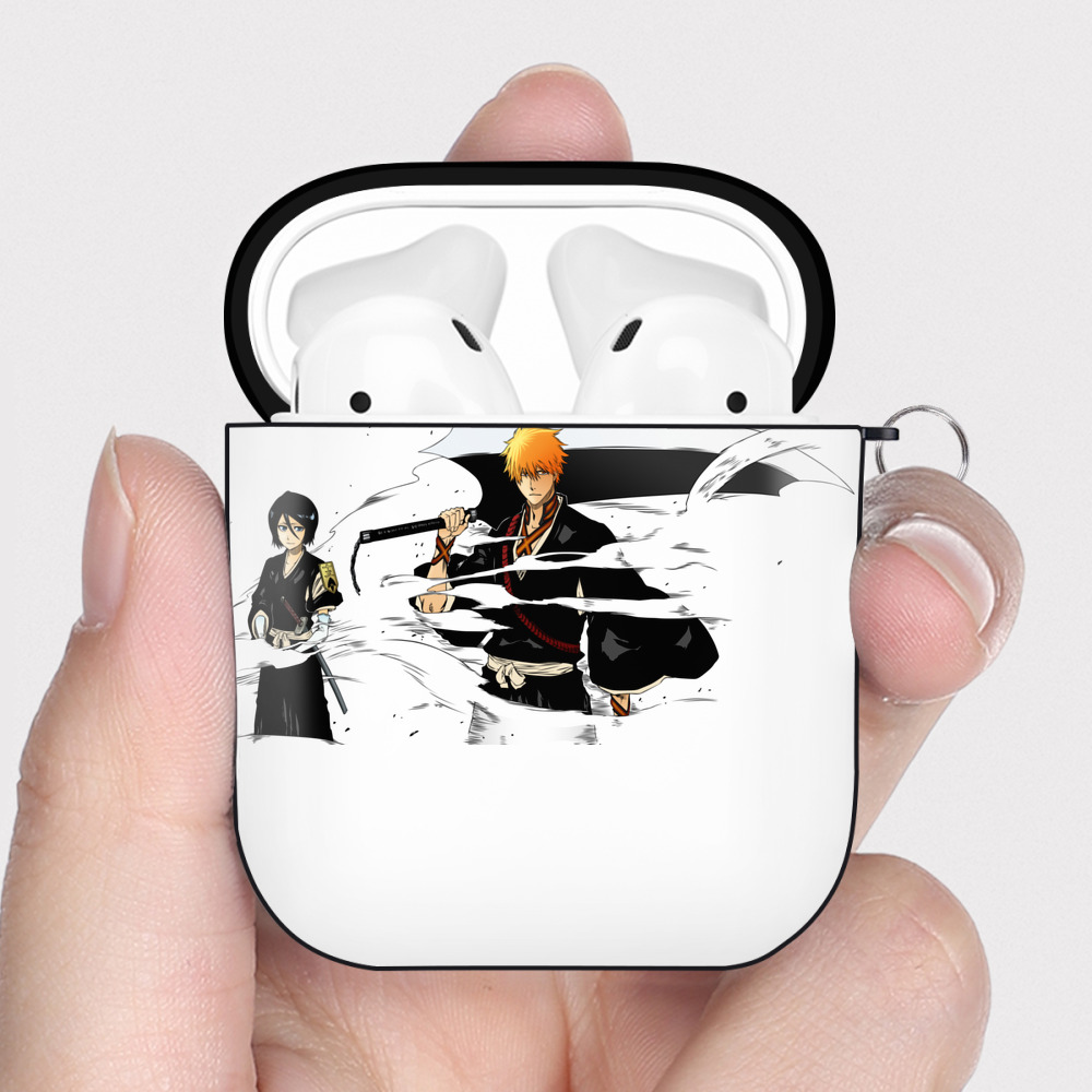 （画像用） ブリーチ 黒崎一護（くろさき いちご）BLEACH Kurosaki Ichigo AirPods 第2世代保護ケース ハードシェル ブラック 耐衝撃・防指紋・カラビナ付き