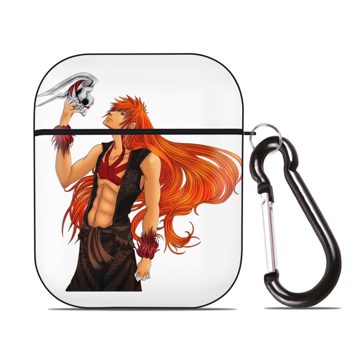 （画像用） ブリーチ 黒崎一護（くろさき いちご）BLEACH Kurosaki Ichigo AirPods 第2世代保護ケース ハードシェル ブラック 耐衝撃・防指紋・カラビナ付き