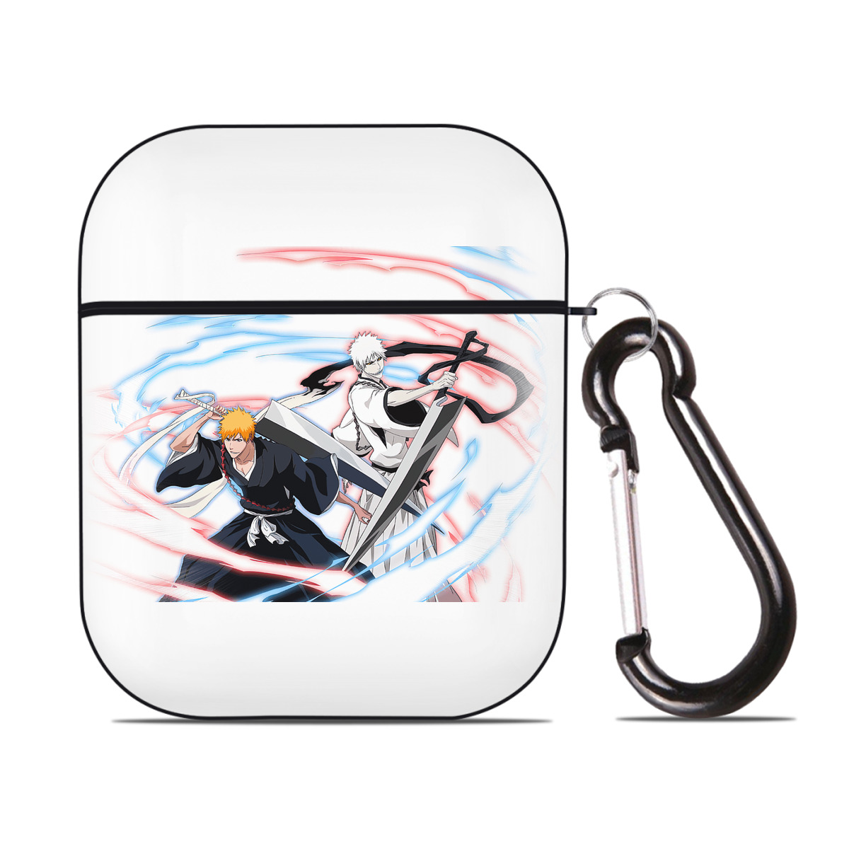（画像用） ブリーチ 黒崎一護（くろさき いちご）BLEACH Kurosaki Ichigo AirPods 第2世代保護ケース ハードシェル ブラック 耐衝撃・防指紋・カラビナ付き