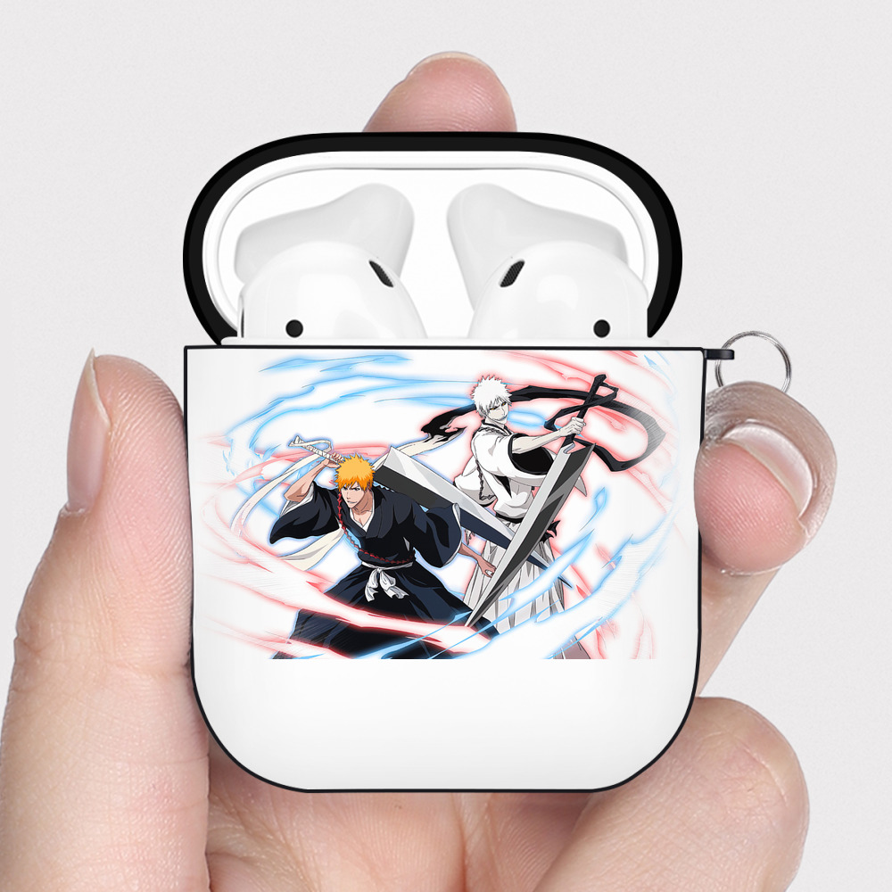 （画像用） ブリーチ 黒崎一護（くろさき いちご）BLEACH Kurosaki Ichigo AirPods 第2世代保護ケース ハードシェル ブラック 耐衝撃・防指紋・カラビナ付き