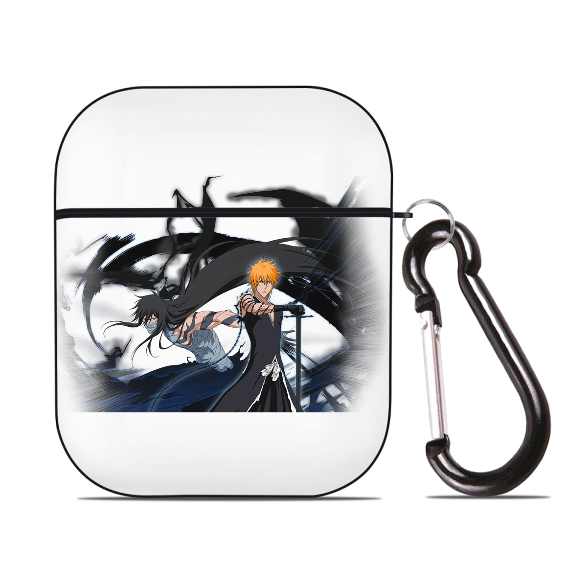 （画像用） ブリーチ 黒崎一護（くろさき いちご）BLEACH Kurosaki Ichigo AirPods 第2世代保護ケース ハードシェル ブラック 耐衝撃・防指紋・カラビナ付き