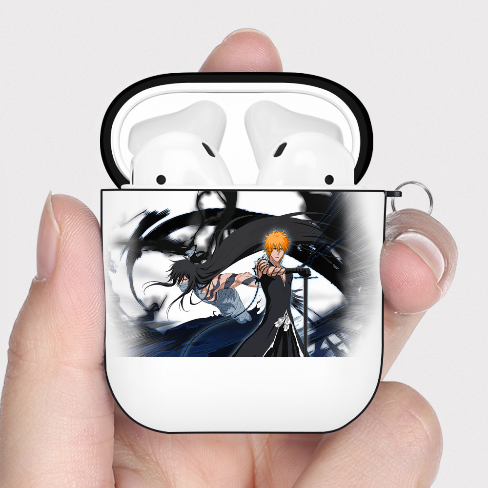 （画像用） ブリーチ 黒崎一護（くろさき いちご）BLEACH Kurosaki Ichigo AirPods 第2世代保護ケース ハードシェル ブラック 耐衝撃・防指紋・カラビナ付き