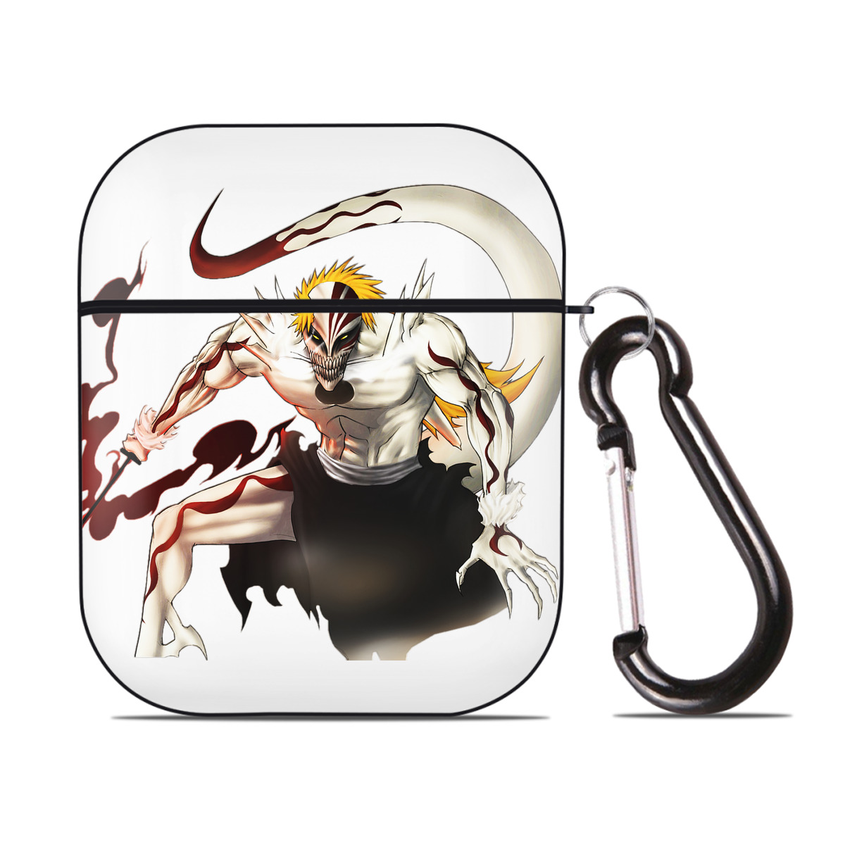 （画像用） ブリーチ 黒崎一護（くろさき いちご）BLEACH Kurosaki Ichigo AirPods 第2世代保護ケース ハードシェル ブラック 耐衝撃・防指紋・カラビナ付き