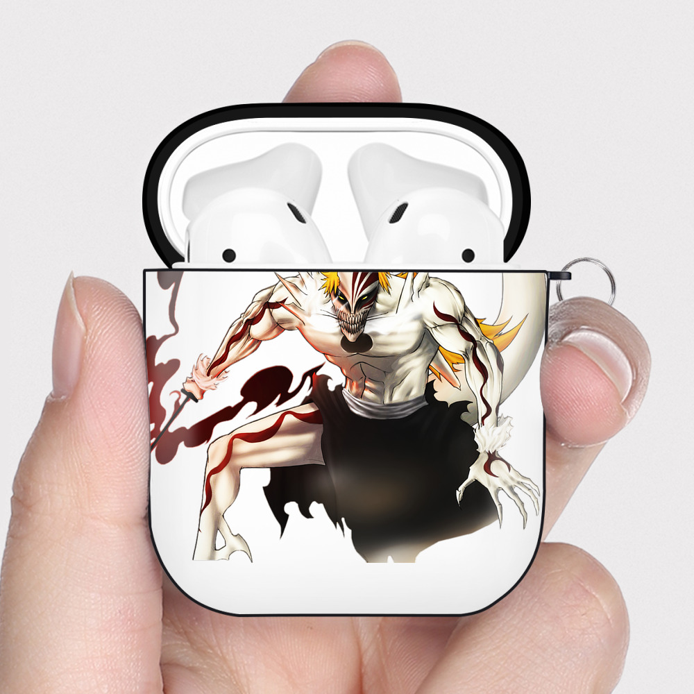 （画像用） ブリーチ 黒崎一護（くろさき いちご）BLEACH Kurosaki Ichigo AirPods 第2世代保護ケース ハードシェル ブラック 耐衝撃・防指紋・カラビナ付き