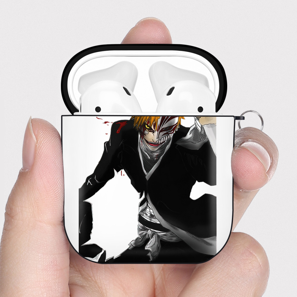 （画像用） ブリーチ 黒崎一護（くろさき いちご）BLEACH Kurosaki Ichigo AirPods 第2世代保護ケース ハードシェル ブラック 耐衝撃・防指紋・カラビナ付き
