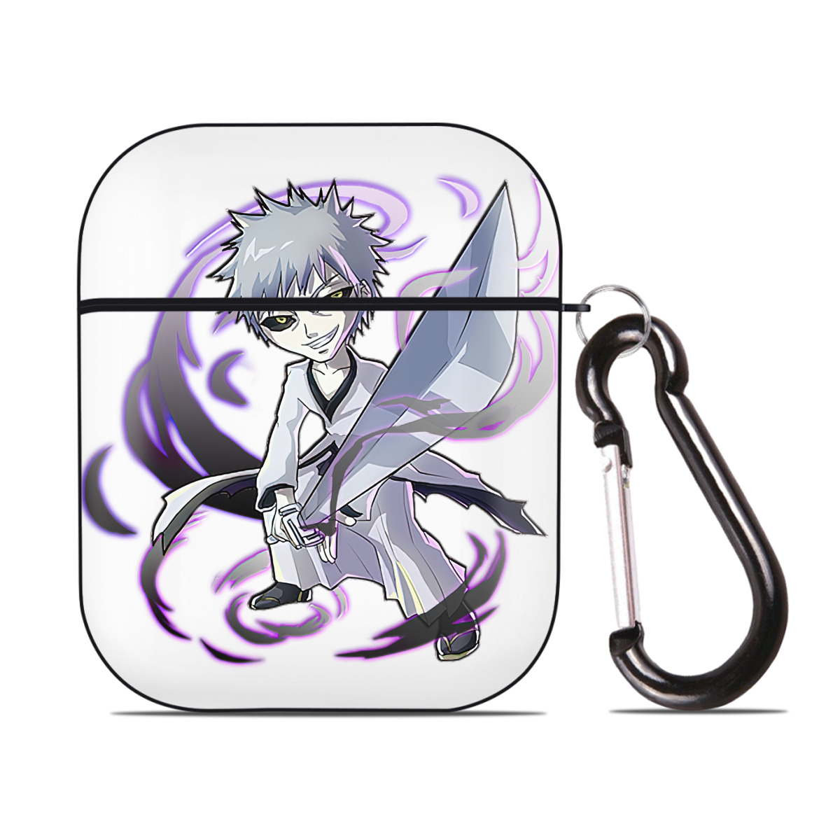 （画像用） ブリーチ 黒崎一護（くろさき いちご）BLEACH Kurosaki Ichigo AirPods 第2世代保護ケース ハードシェル ブラック 耐衝撃・防指紋・カラビナ付き