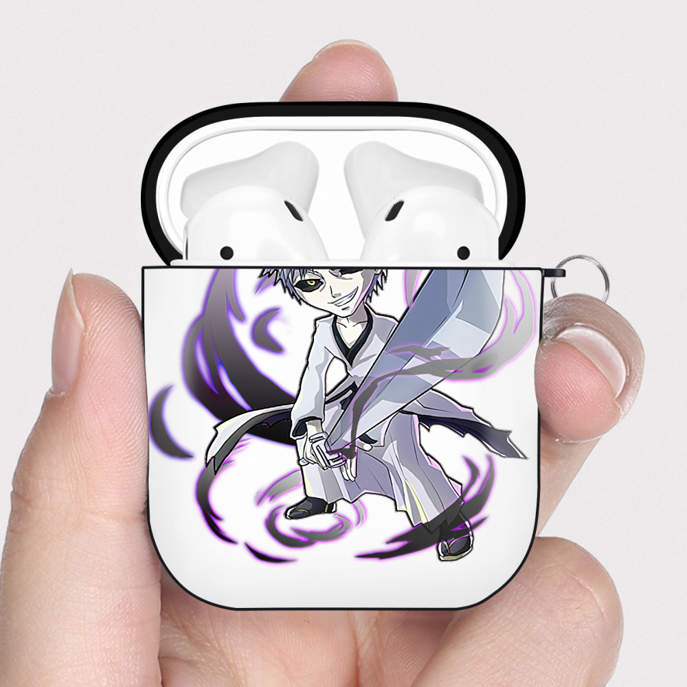 （画像用） ブリーチ 黒崎一護（くろさき いちご）BLEACH Kurosaki Ichigo AirPods 第2世代保護ケース ハードシェル ブラック 耐衝撃・防指紋・カラビナ付き