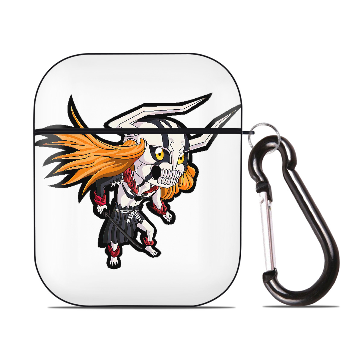 （画像用） ブリーチ 黒崎一護（くろさき いちご）BLEACH Kurosaki Ichigo AirPods 第2世代保護ケース ハードシェル ブラック 耐衝撃・防指紋・カラビナ付き