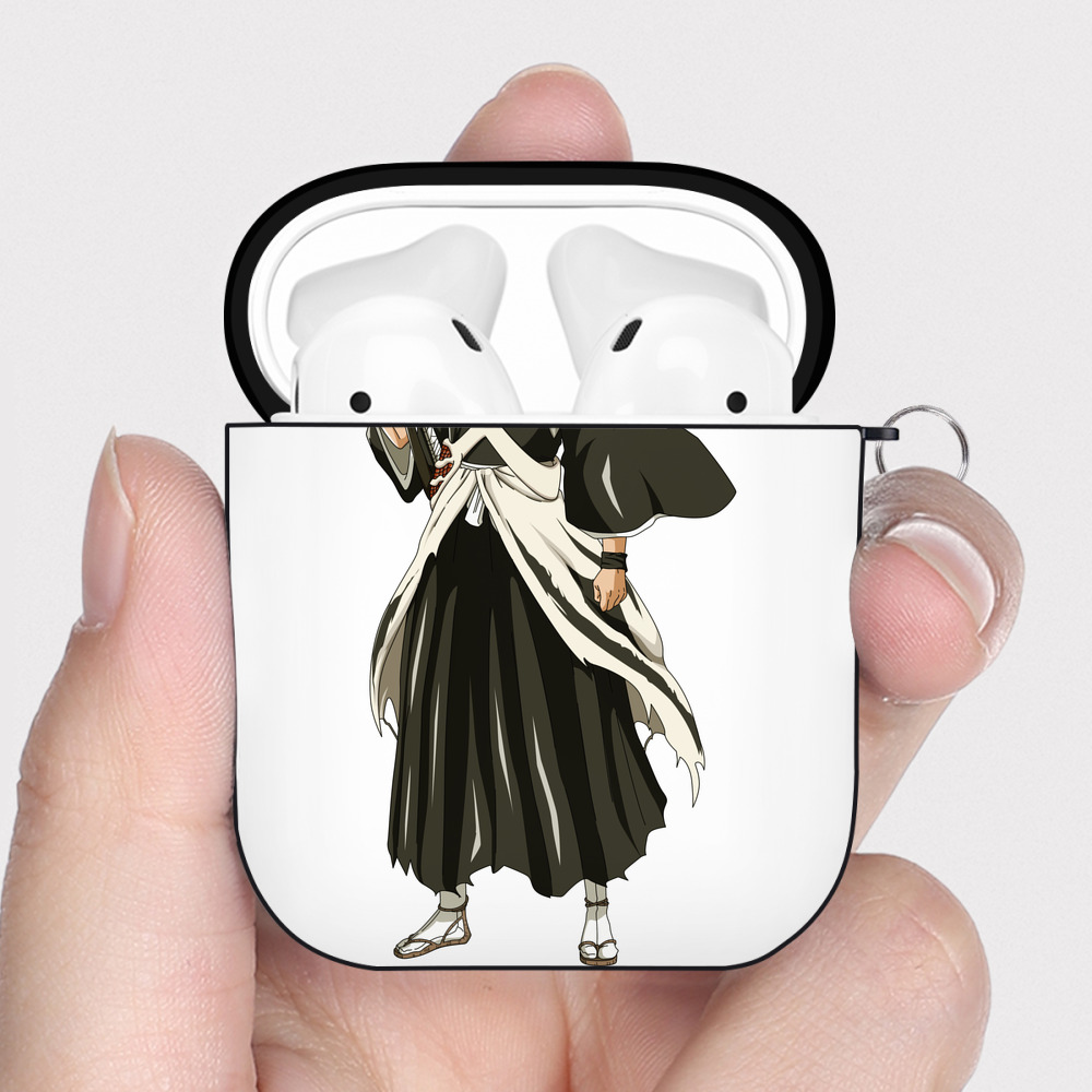 （画像用） ブリーチ 黒崎一護（くろさき いちご）BLEACH Kurosaki Ichigo AirPods 第2世代保護ケース ハードシェル ブラック 耐衝撃・防指紋・カラビナ付き