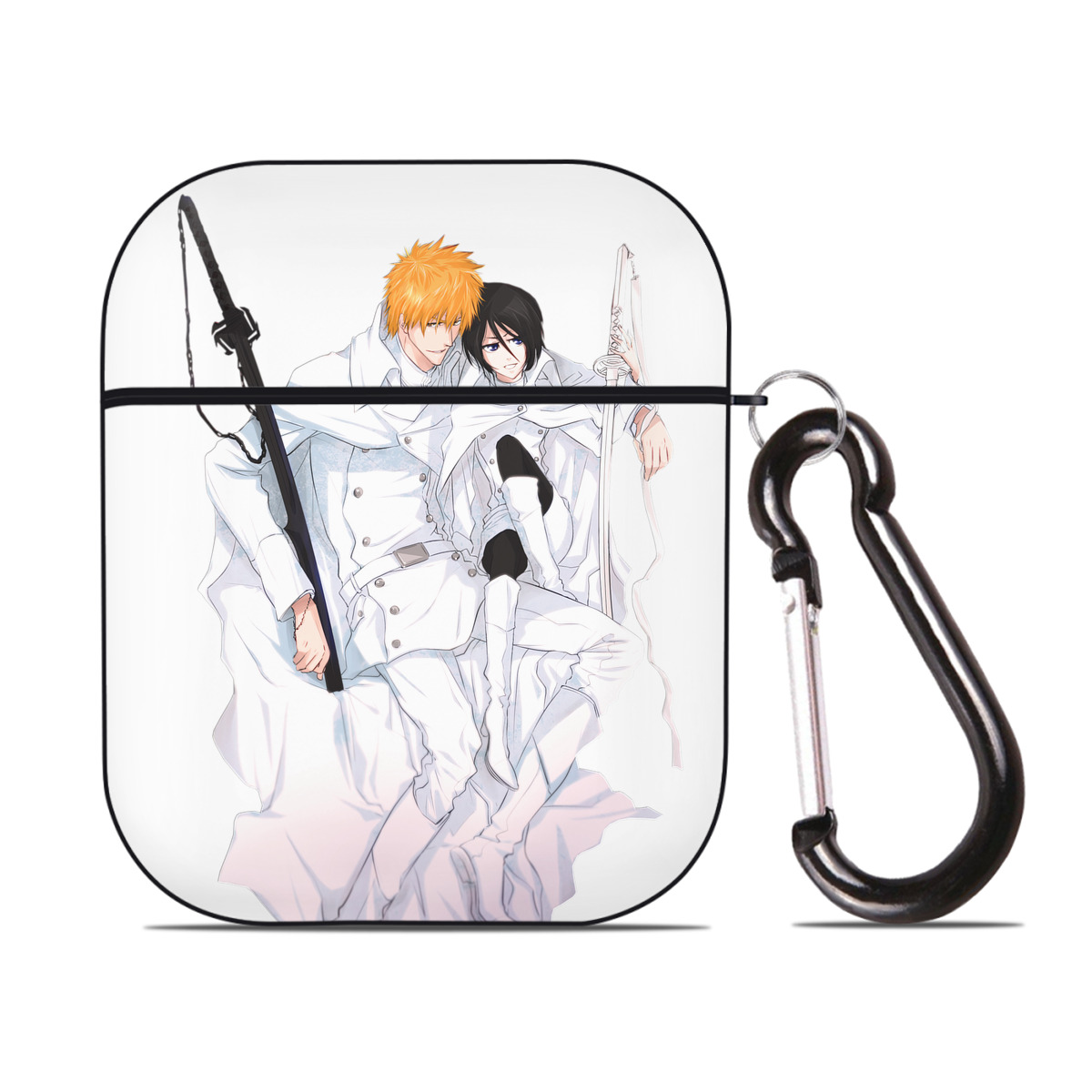 （画像用） ブリーチ 黒崎一護（くろさき いちご）BLEACH Kurosaki Ichigo AirPods 第2世代保護ケース ハードシェル ブラック 耐衝撃・防指紋・カラビナ付き