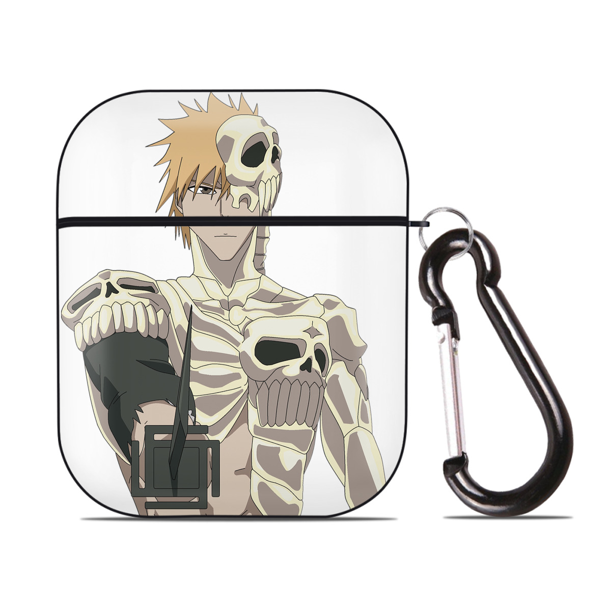 （画像用） ブリーチ 黒崎一護（くろさき いちご）BLEACH Kurosaki Ichigo AirPods 第2世代保護ケース ハードシェル ブラック 耐衝撃・防指紋・カラビナ付き
