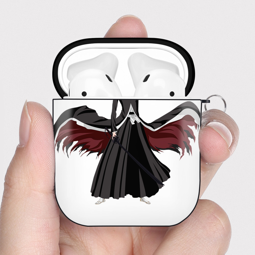 （画像用） ブリーチ 黒崎一護（くろさき いちご）BLEACH Kurosaki Ichigo AirPods 第2世代保護ケース ハードシェル ブラック 耐衝撃・防指紋・カラビナ付き