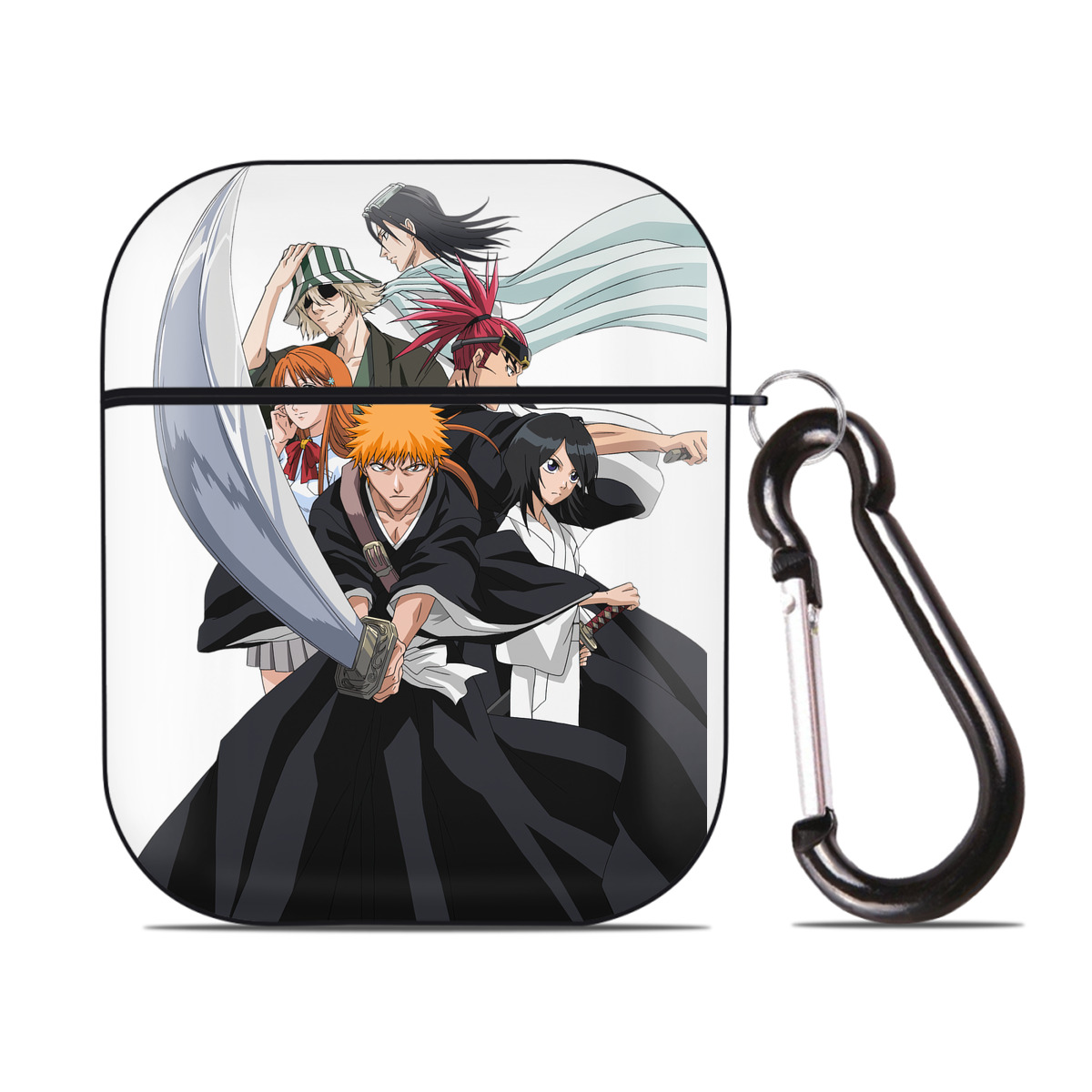 （画像用） ブリーチ 黒崎一護（くろさき いちご）BLEACH Kurosaki Ichigo AirPods 第2世代保護ケース ハードシェル ブラック 耐衝撃・防指紋・カラビナ付き