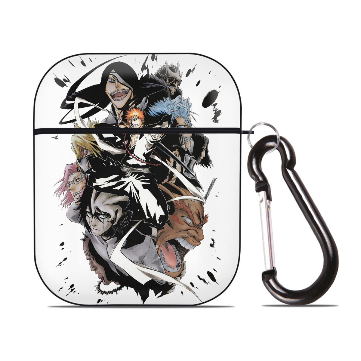 （画像用） ブリーチ 黒崎一護（くろさき いちご）BLEACH Kurosaki Ichigo AirPods 第2世代保護ケース ハードシェル ブラック 耐衝撃・防指紋・カラビナ付き