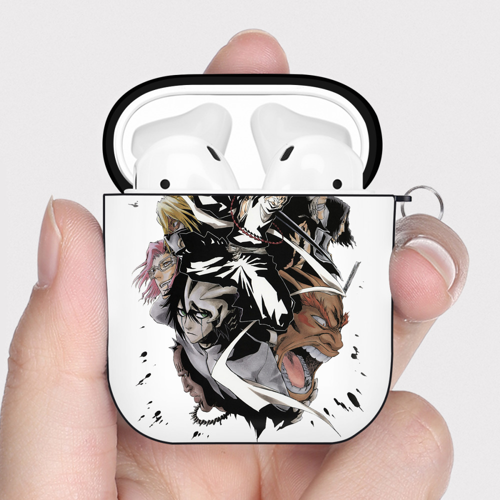 （画像用） ブリーチ 黒崎一護（くろさき いちご）BLEACH Kurosaki Ichigo AirPods 第2世代保護ケース ハードシェル ブラック 耐衝撃・防指紋・カラビナ付き