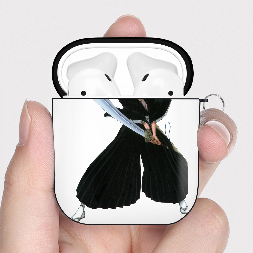 （画像用） ブリーチ 黒崎一護（くろさき いちご）BLEACH Kurosaki Ichigo AirPods 第2世代保護ケース ハードシェル ブラック 耐衝撃・防指紋・カラビナ付き