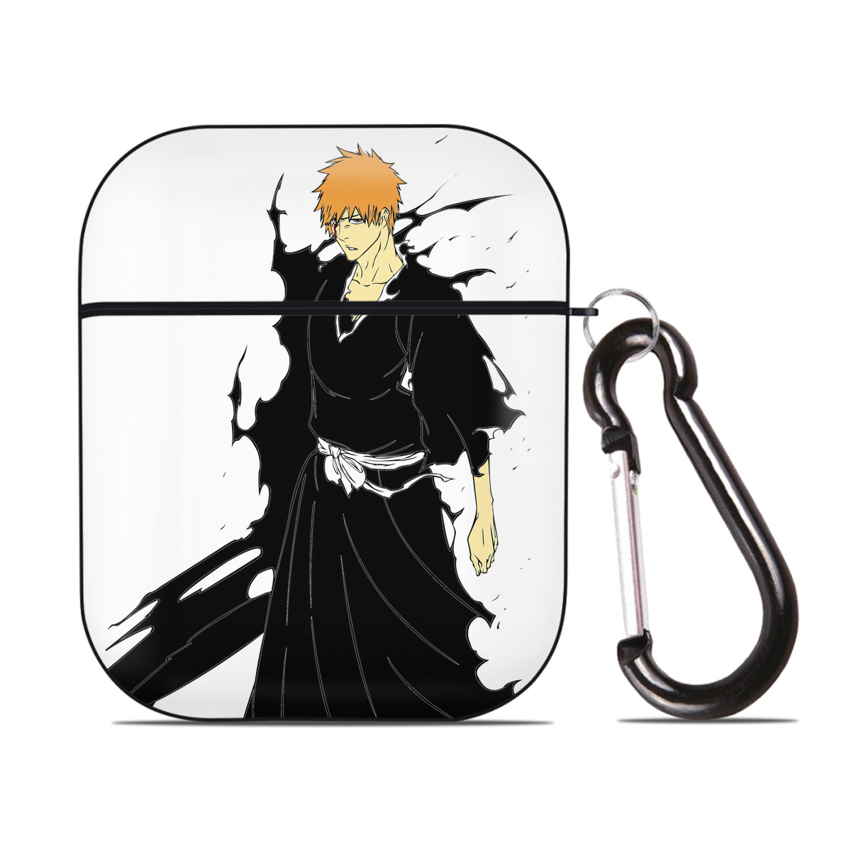 （画像用） ブリーチ 黒崎一護（くろさき いちご）BLEACH Kurosaki Ichigo AirPods 第2世代保護ケース ハードシェル ブラック 耐衝撃・防指紋・カラビナ付き