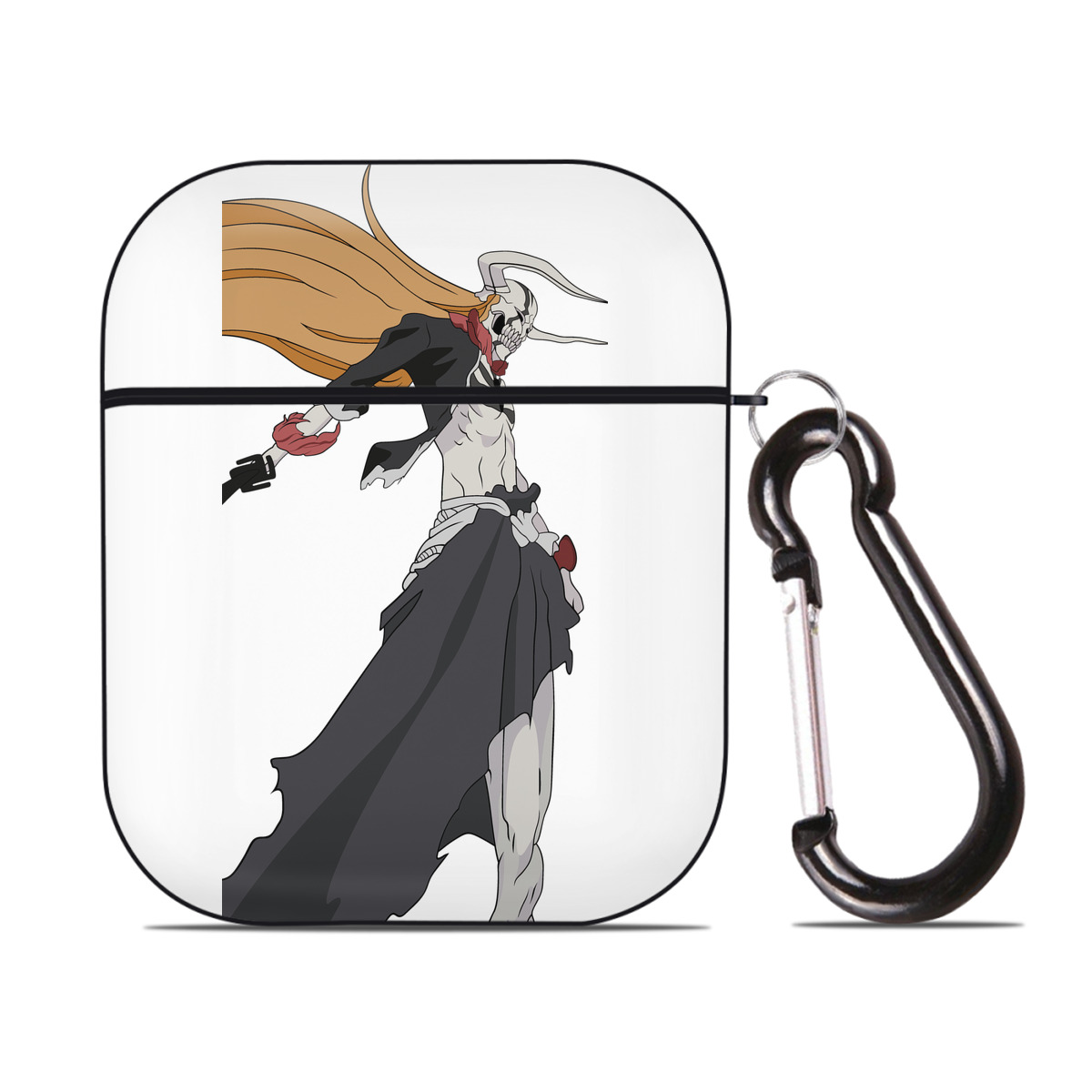（画像用） ブリーチ 黒崎一護（くろさき いちご）BLEACH Kurosaki Ichigo AirPods 第2世代保護ケース ハードシェル ブラック 耐衝撃・防指紋・カラビナ付き