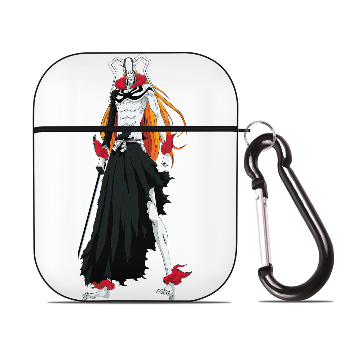（画像用） ブリーチ 黒崎一護（くろさき いちご）BLEACH Kurosaki Ichigo AirPods 第2世代保護ケース ハードシェル ブラック 耐衝撃・防指紋・カラビナ付き